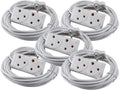 10m Extension Cord With A Two-Way Multi-Plug Extension Lead Bulk 5 Pack 2 Socket Extension Boards  (White, 10 m)