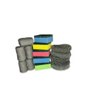 Kitchen Cleaning Set, 15 Pack Scouring Kit with 5 Wire Scourers, 5 Steel Wool Pads, 5 Dual-Sided Sponges, Multi-Color