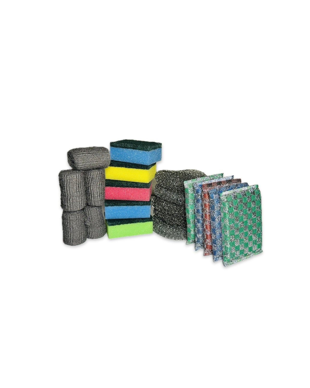 Kitchen Cleaning Set, 20 Pack with Wire Scourers, Steel Wool Pads, Sponge Scourers, Multi-Color
