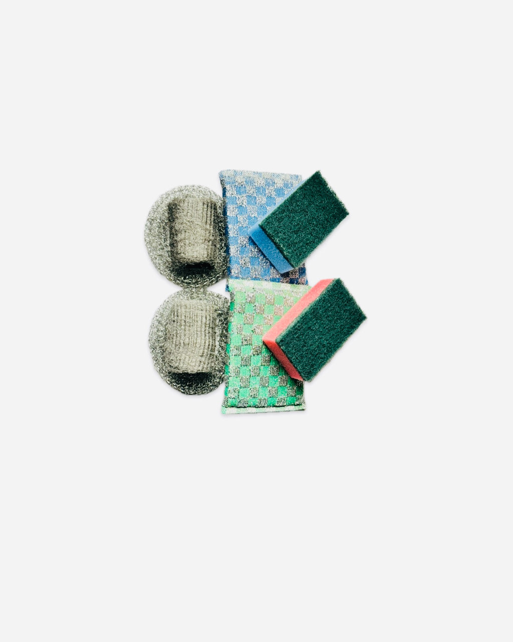 8 Pack - Kitchen Cleaning Set, 2 Peds Scoub Sponge with, 2 Steel Wool, 2 Wire Scourers, and 2 Sponge Scourers multicolour
