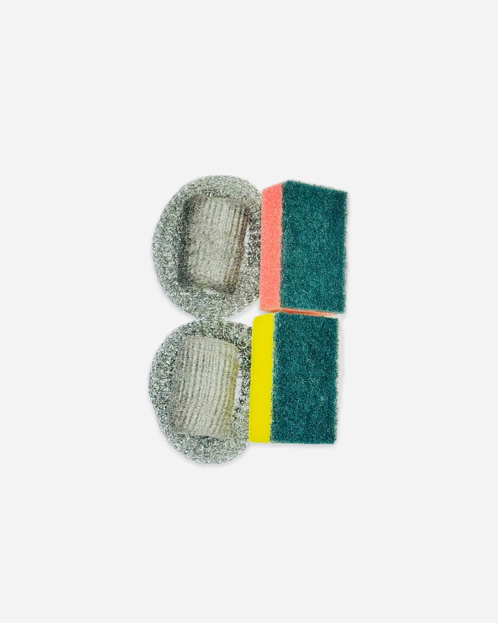 6 Pack, Kitchen Cleaning Set, 2 Wire Scourers, 2 Steel Wool Pads, 2 Sponge Scourers
