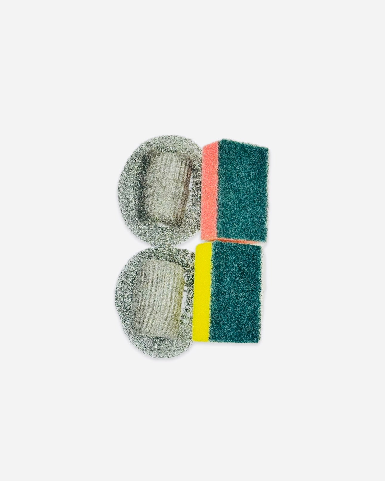 6 Pack, Kitchen Cleaning Set, 2 Wire Scourers, 2 Steel Wool Pads, 2 Sponge Scourers