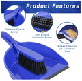 Plastic Dustpan and Brush Set, Compact Storage, Soft Bristle Brush for Cleaning & Sweeping