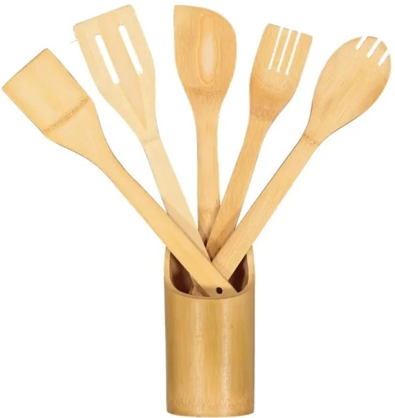 6 Piece Utensil Set Utensils Bamboo Ladle Kitchen Tool Set  (Pack of 6)