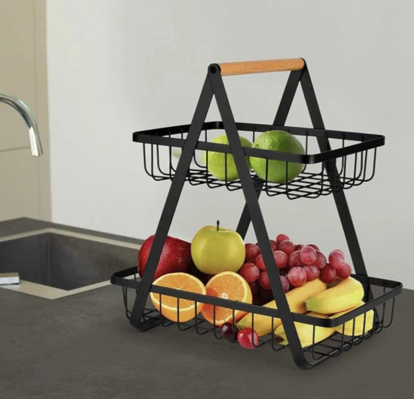 Steel Fruits/Vegetables Kitchen Rack  (Black)