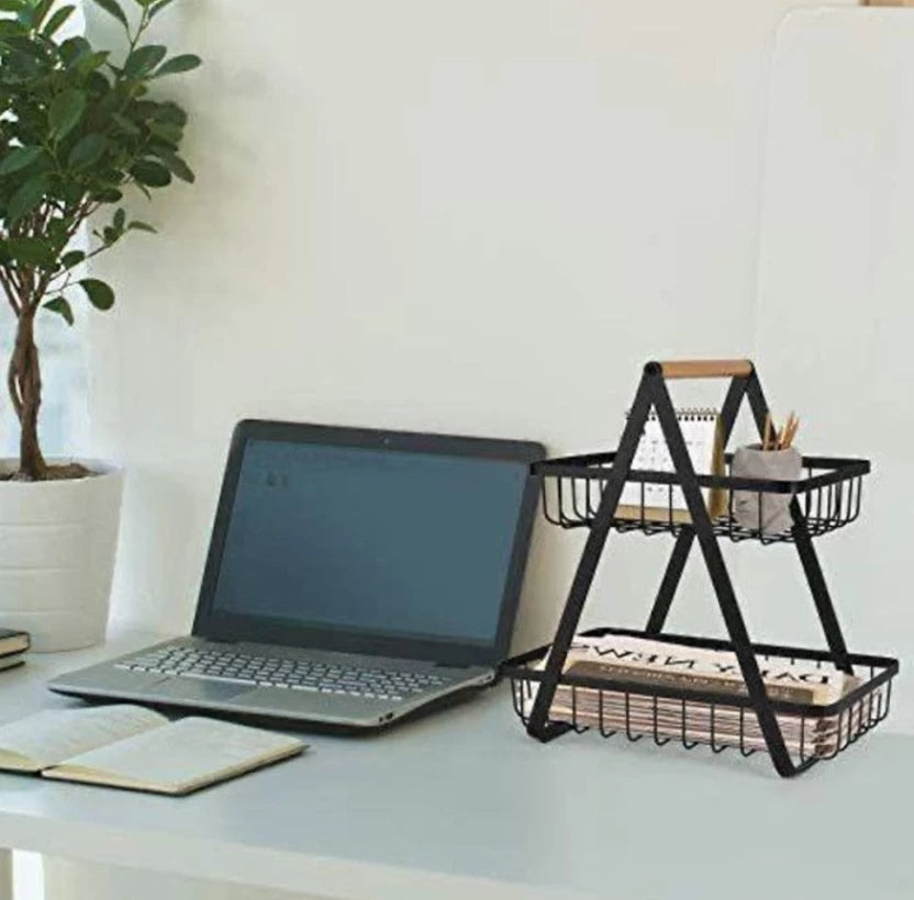 Steel Fruits/Vegetables Kitchen Rack  (Black)
