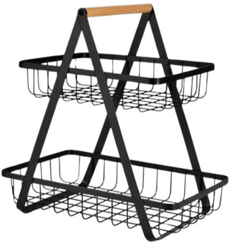 Steel Fruits/Vegetables Kitchen Rack  (Black)