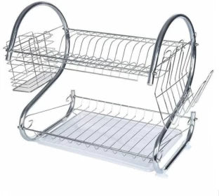 Steel Dish Drying Kitchen Rack  (Silver)