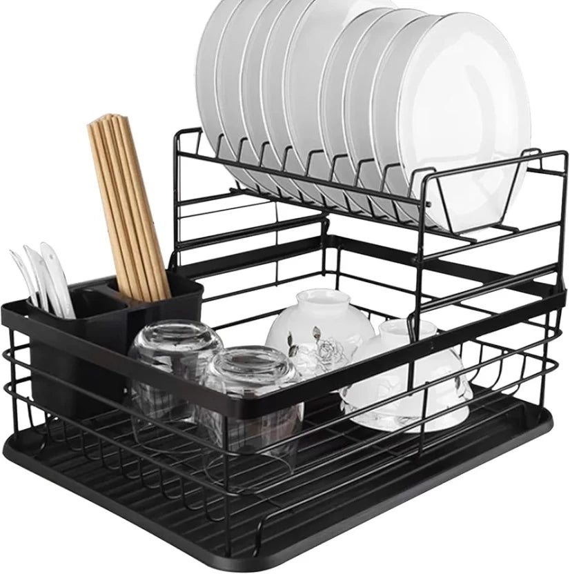 Cast Iron Dish Drainer Kitchen Rack  (Black)