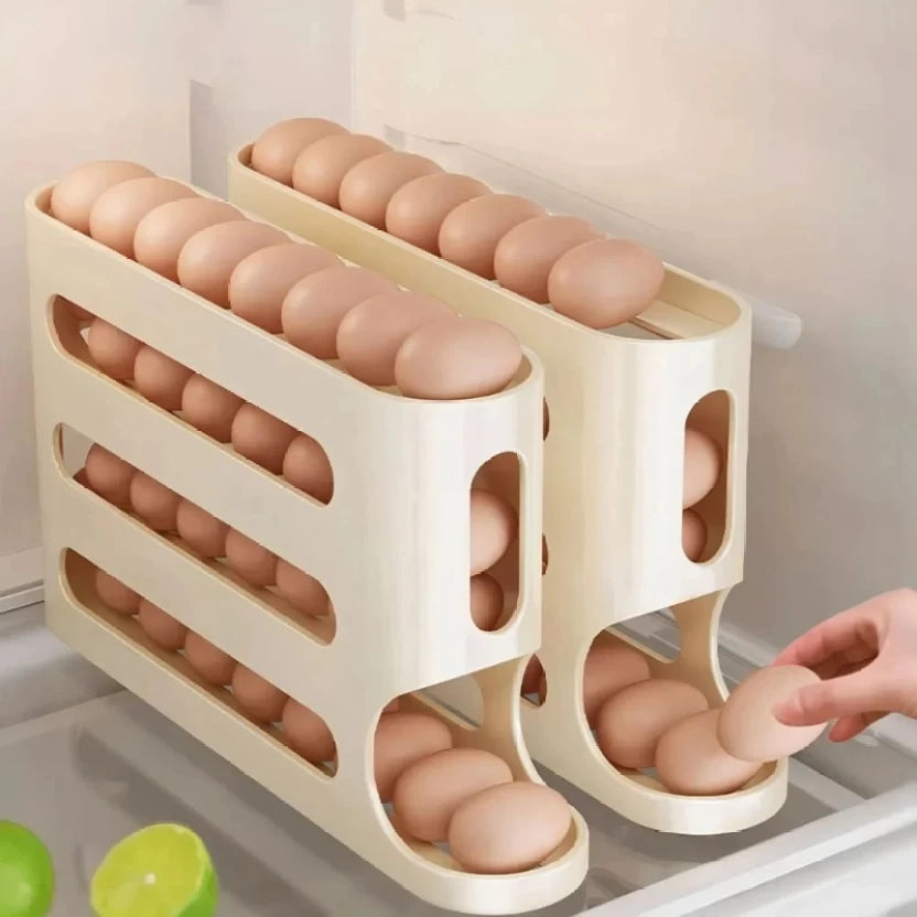 Huanix (2pcs yellow)4 Layers Automatic Rolling Egg Holder Rack Fridge Egg Storage
