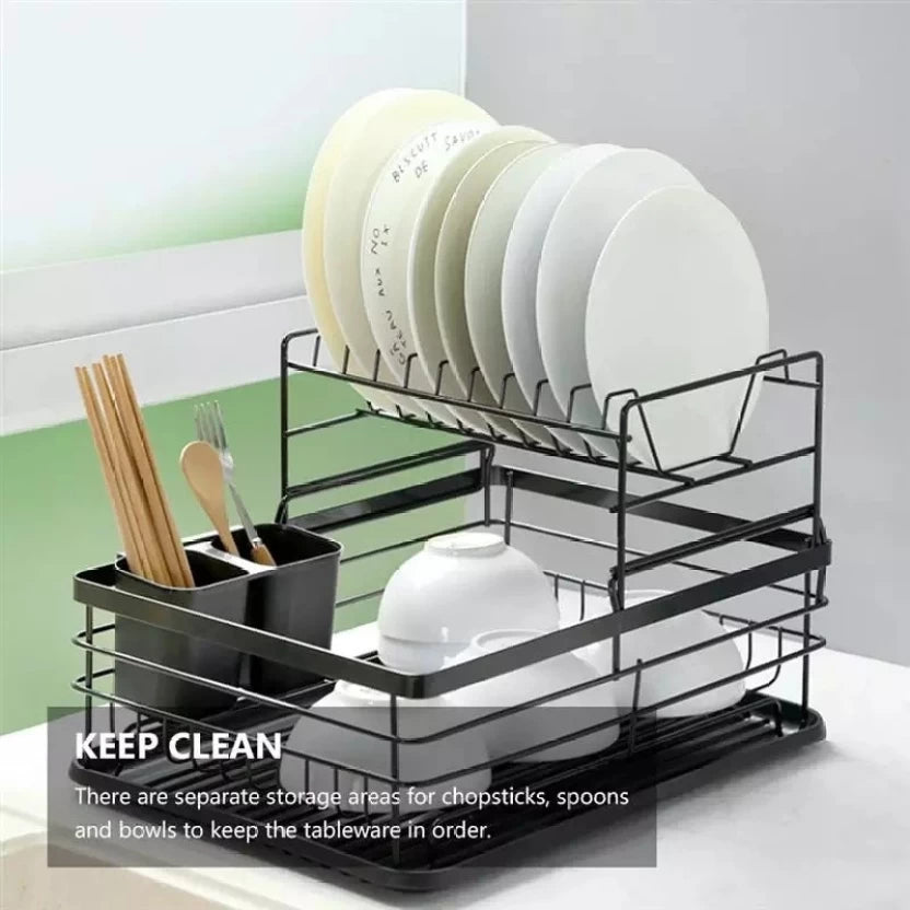 Cast Iron Dish Drainer Kitchen Rack  (Black)