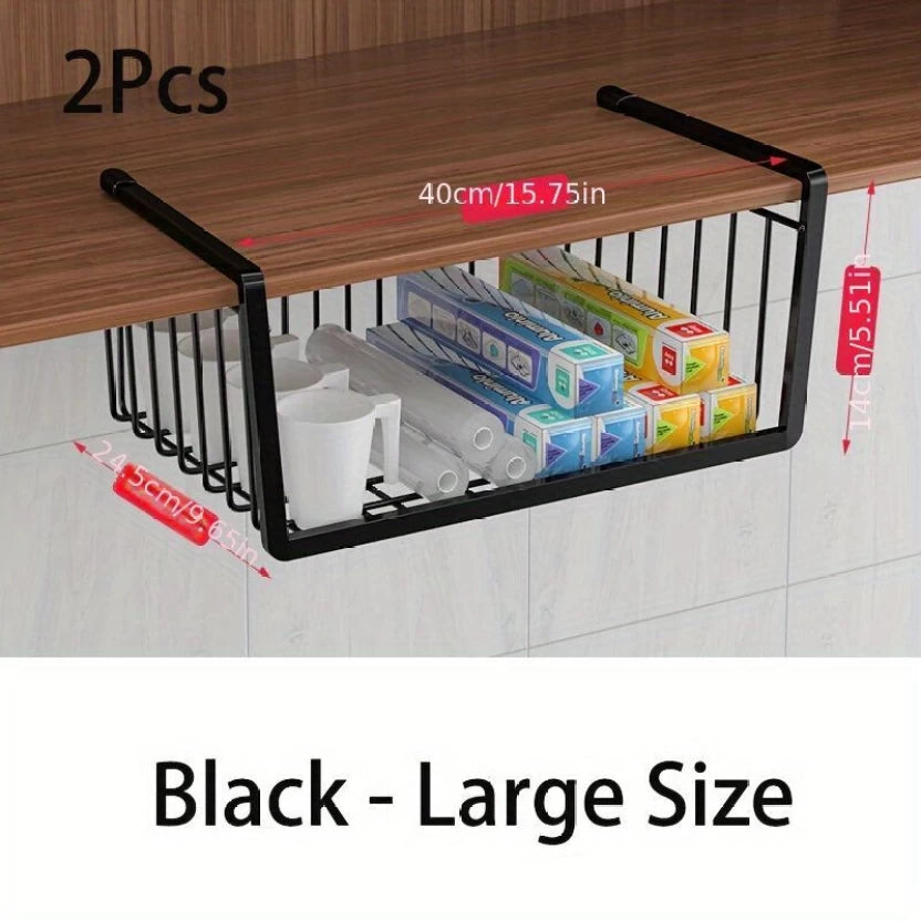 Undershelf Steel Organizer Kitchen Rack  (BLACK)