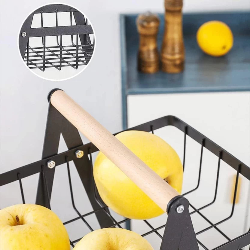 Steel Fruits/Vegetables Kitchen Rack  (Black)
