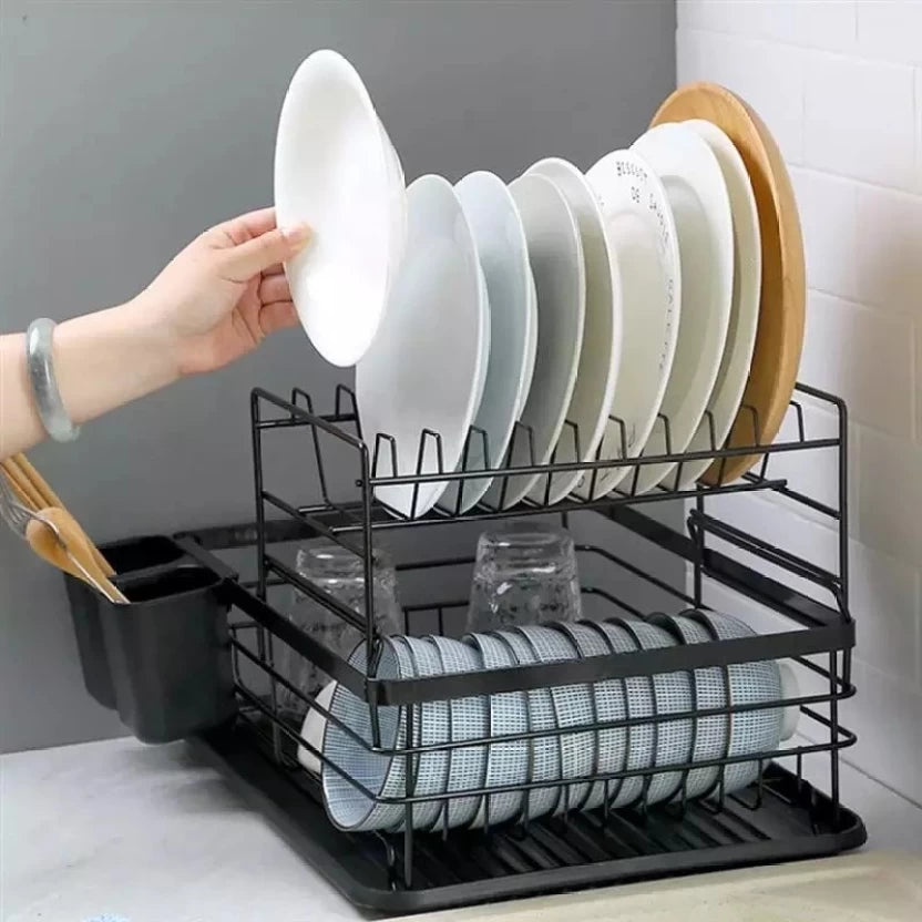 Cast Iron Dish Drainer Kitchen Rack  (Black)
