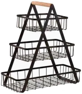 Steel Fruits/Vegetables Kitchen Rack  (Black)