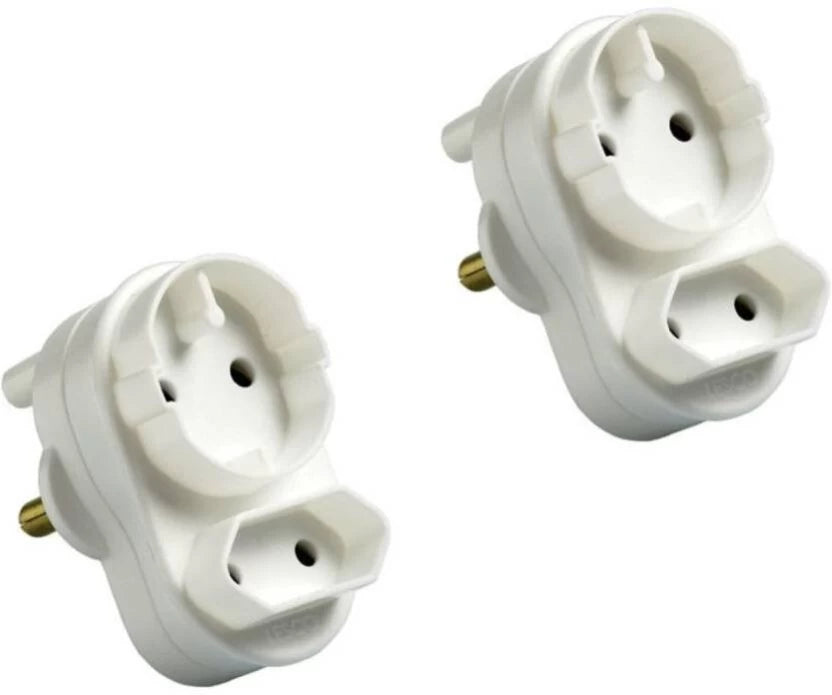 Twin Plug Three Pin Plug  (White)