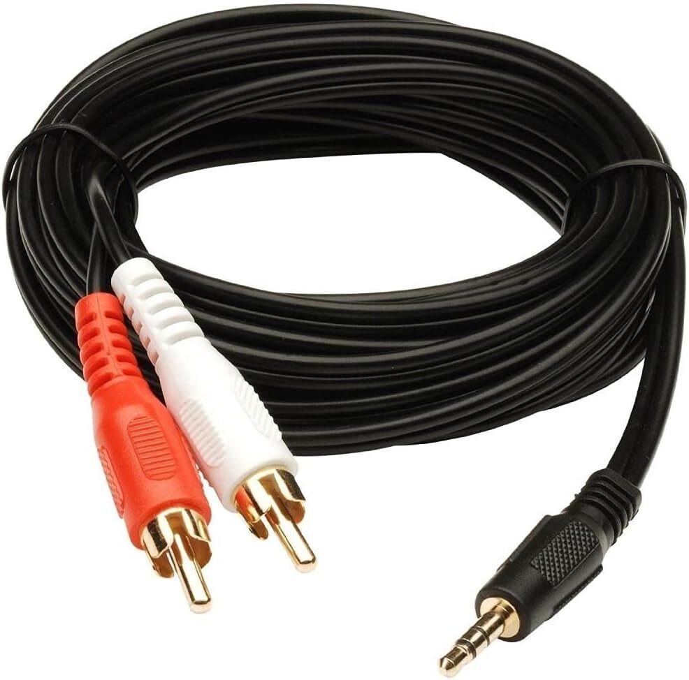 3.5mm Jack To 2 RCA Male 1.5 m Aux Cable  (Compatible with Speaker, MP3 Player, Black, One Cable)